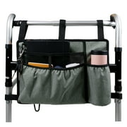 Walker Bag Walker Organizer Pouch Attachments Bags with Cup Holder Large Capacity Accessory Basket Provides Hands Free Storage for Wheelchair Rollator